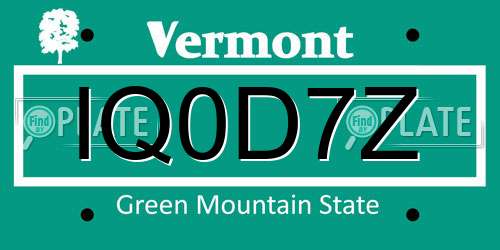 IQ0D7Z Vermont License Plate