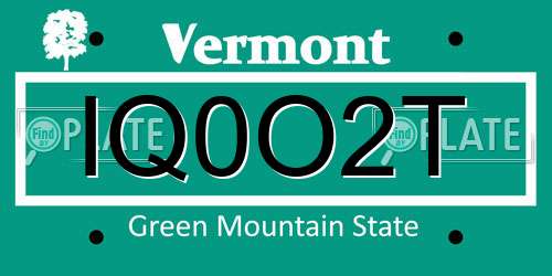 IQ0O2T Vermont License Plate