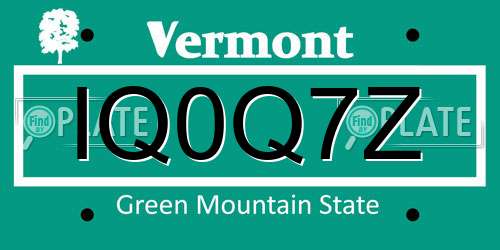 IQ0Q7Z Vermont License Plate