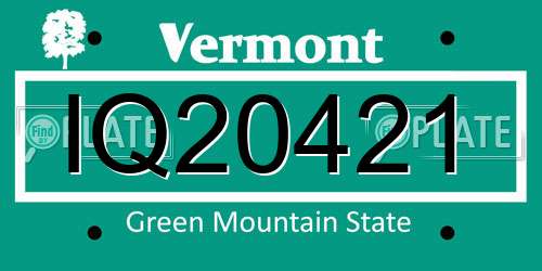 IQ20421 Vermont License Plate