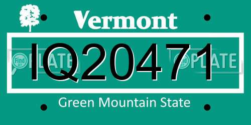 IQ20471 Vermont License Plate