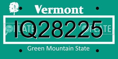 IQ28225 Vermont License Plate