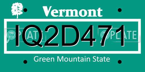 IQ2D471 Vermont License Plate