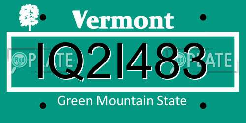 IQ2I483 Vermont License Plate