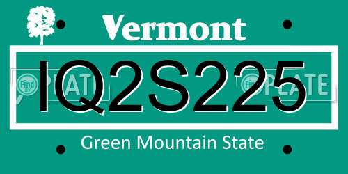 IQ2S225 Vermont License Plate