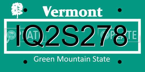 IQ2S278 Vermont License Plate