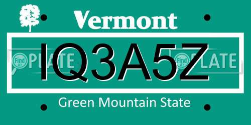 IQ3A5Z Vermont License Plate