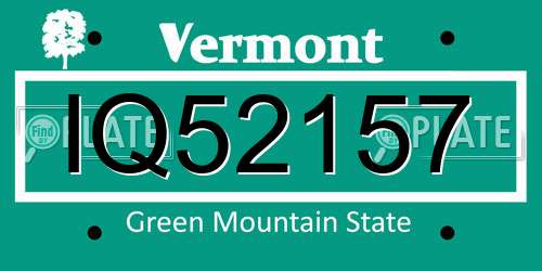 IQ52157 Vermont License Plate