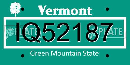 IQ52187 Vermont License Plate