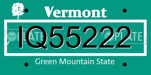 IQ55222 Vermont License Plate