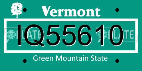 IQ55610 Vermont License Plate