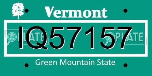 IQ57157 Vermont License Plate