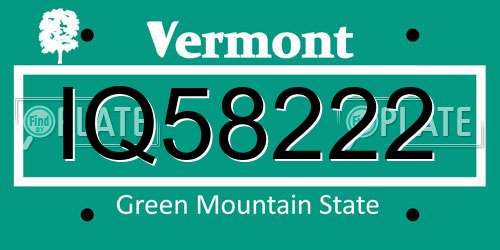IQ58222 Vermont License Plate