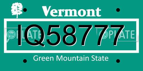 IQ58777 Vermont License Plate