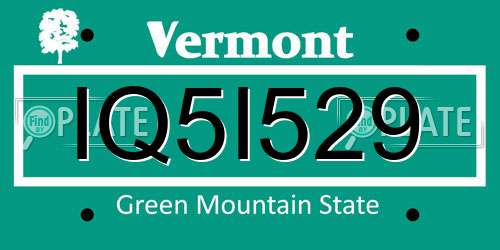 IQ5I529 Vermont License Plate