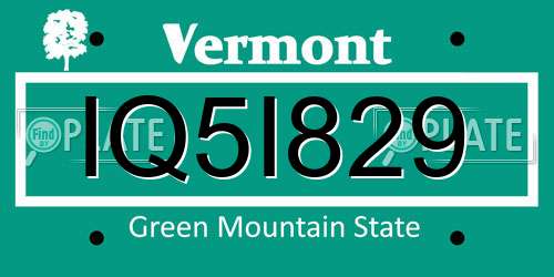 IQ5I829 Vermont License Plate