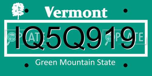 IQ5Q919 Vermont License Plate