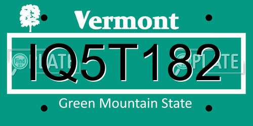 IQ5T182 Vermont License Plate