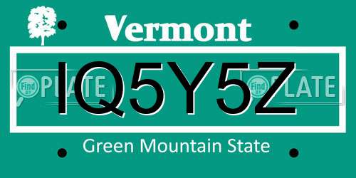 IQ5Y5Z Vermont License Plate