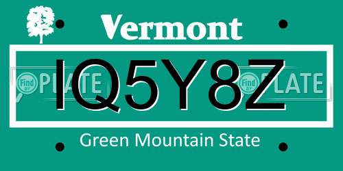 IQ5Y8Z Vermont License Plate