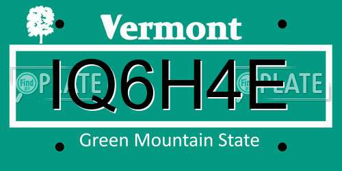 IQ6H4E Vermont License Plate