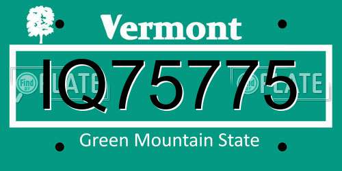IQ75775 Vermont License Plate