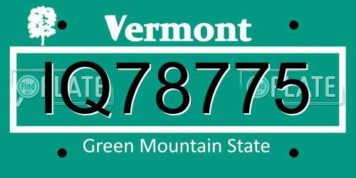 IQ78775 Vermont License Plate