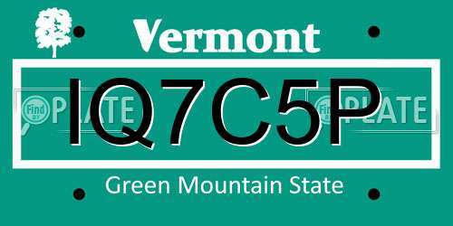 IQ7C5P Vermont License Plate