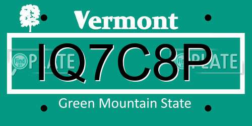 IQ7C8P Vermont License Plate