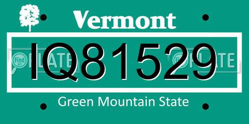 IQ81529 Vermont License Plate