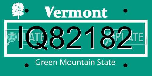 IQ82182 Vermont License Plate