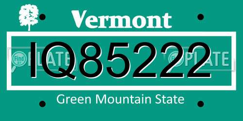 IQ85222 Vermont License Plate