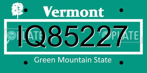 IQ85227 Vermont License Plate