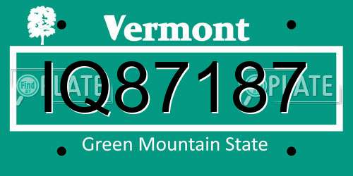 IQ87187 Vermont License Plate