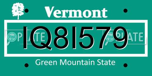 IQ8I579 Vermont License Plate