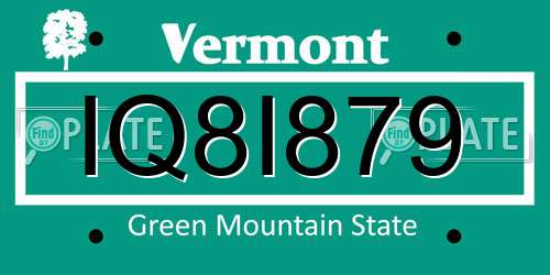 IQ8I879 Vermont License Plate