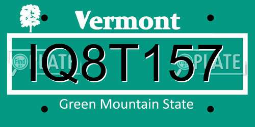 IQ8T157 Vermont License Plate