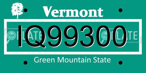 IQ99300 Vermont License Plate