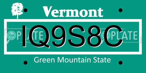 IQ9S8C Vermont License Plate