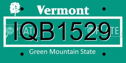 IQB1529 Vermont License Plate