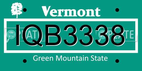 IQB3338 Vermont License Plate