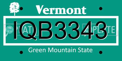 IQB3343 Vermont License Plate