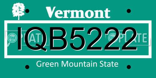 IQB5222 Vermont License Plate