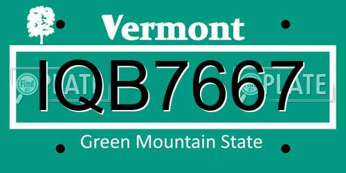 IQB7667 Vermont License Plate