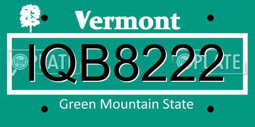 IQB8222 Vermont License Plate