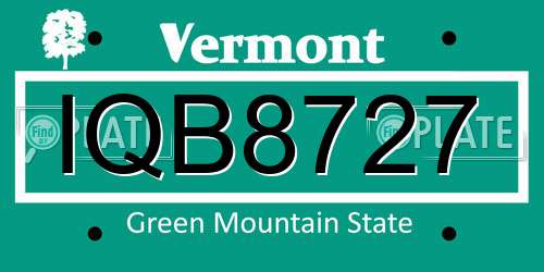 IQB8727 Vermont License Plate