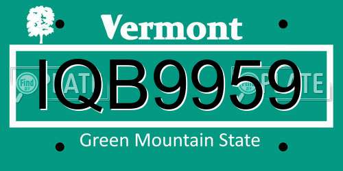 IQB9959 Vermont License Plate