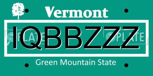 IQBBZZZ Vermont License Plate