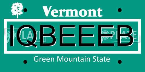 IQBEEEB Vermont License Plate