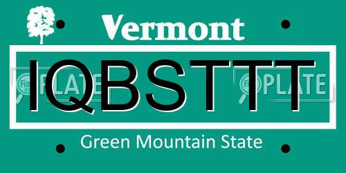 IQBSTTT Vermont License Plate